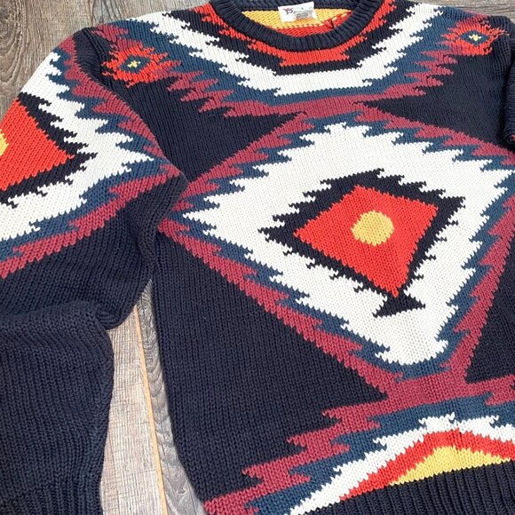 VTG Parker of Vienna Mens Cotton Sweater Size M Aztec Southwestern Pullover 80s - Picture 11 of 11